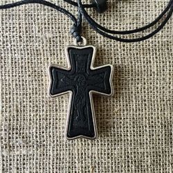 cross pendant, catholic cross, wooden cross, christian pendant, pectoral cross, orthodox wooden cross