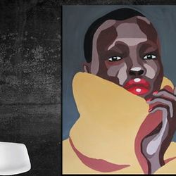 black woman painting egypt original art african american art black woman portrait artwork acrylic painting 16,5 × 23,3 by myrikart