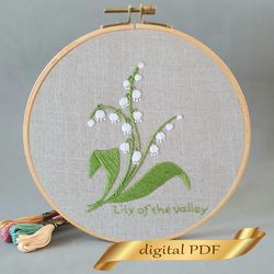 lily of the valley pattern pdf hand embroidery diy, floral design