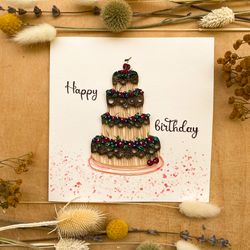 greeting card - happy birthday card - happy birthday cake