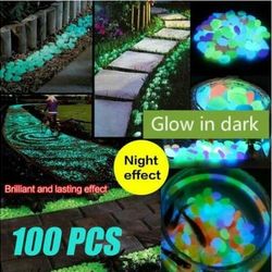 100pcs glow in dark garden pebble garden patio fish tank aquarium decoration glow stone