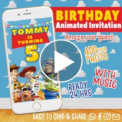 toy story party invitation, video invitation, animated invitations, toy story party invitations, birthday invitation