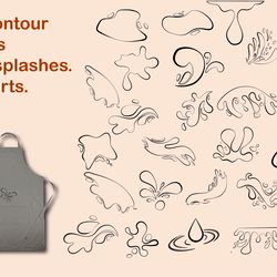 27 contour drops and splashes. cliparts.