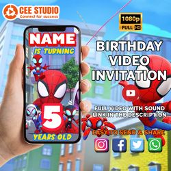 spidey and his amazing friends invitation, spidey video invitation, spidey invite, spidey birthday, spidey and his amazi