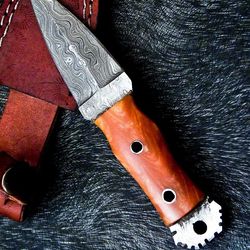 hand made damascus full tang dagger hunting knife