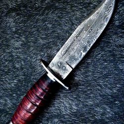 hand made damascus full tang bowie hunting knife