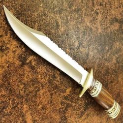 12 inches custom handmade d2 steel wood and camel bone handle hunter