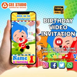 plim plim birthday video invitation, plim plim party invites, plim plim party invitation, plim plim video invitation