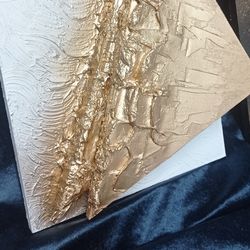 cosmic wish book 3d sculpture original abstract wall art  gold modern textured to order from 3 paintings discount