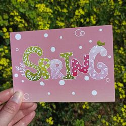 spring postcard with lettering 10.6*15 cm