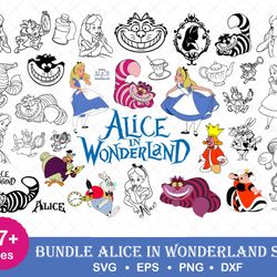 alice in wonderland svg png, alice in wonderland instant download cut file clipart svg bundle cricut silhouette