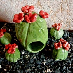 ceramic fish house. big cactus. tank fish decor