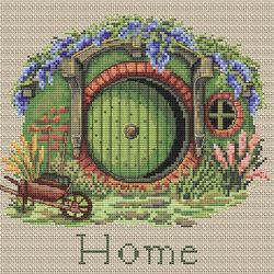 pattern cross stitch hobbit hole summer pdf instant digital download