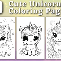 80 cute unicorn coloring pages for kids