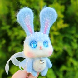 art doll rabbit collectible rabbit wool toy fantasy doll creature animal art doll collectible
