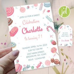 candyland birthday invitation , editable birthday invitation, candyland personalized invitation, candyland party theme