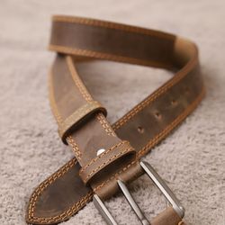 hot pure brown leather belt for men