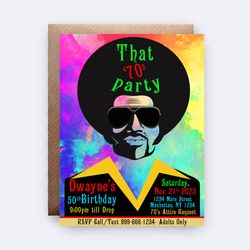 70's birthday invitation. 70's party themed, 70's birthday, 70's party, digital invitation