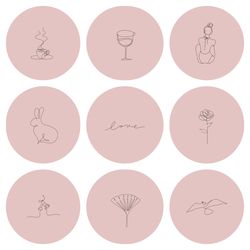 36 lifestyle instagram highlight icons.pale pink instagram highlights images.  instagram highlights icons.