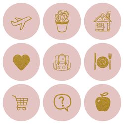 72 lifestyle instagram highlight icons.pink instagram highlights images.  pink and gold instagram highlights icons.