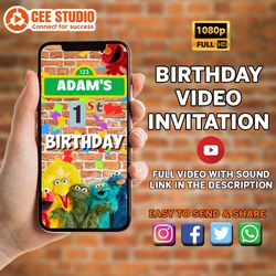 sesame street birthday video invite