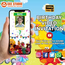 birthday invitation, party decoration, video invitation, birthday invite, animated, digital invitation, animated