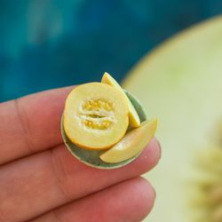 tutorial miniature melon with polymer clay | miniature food tutorial | dollhouse miniatures