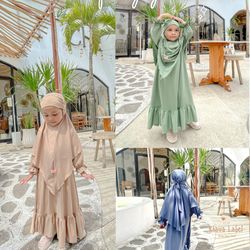 safiyyah  baby girl syar'i hijab set, baby abaya hijab set, 0-3 yeras old muslim baby dress set hijab,  abaya baby set