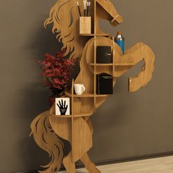 table horse shelf wood / cnc plan / laser cut / dxf file / animals shelf / laser cnc / vector plan