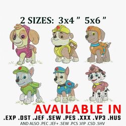 6 paw patrol embroidery design, anime embroidery, embroidered shirt, anime shirt, anime design, digital download