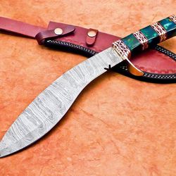 custom handmade damascus steel hunting bowie knife resinwood handle gift for him groomsmen gift wedding anniversary gift
