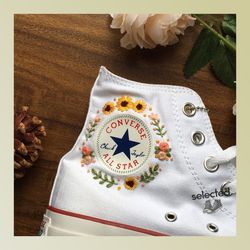 custom converse embroidered bees and sweet flowers/ converse chuck taylor embroidered personalized, flower and bee custo