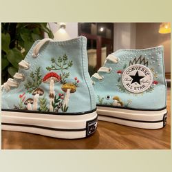 custom floral embroidered shoes, handmade embroidered converse, converse custom, converse wreath flower, custom flower c