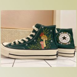 custom floral embroidered shoes, handmade embroidered converse, converse custom, converse wreath flower, custom flower c