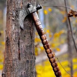 custom handmade damascus steel hatchet tomahawk hunting viking smoking axe