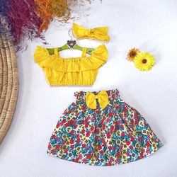 skirt and blouse set, girls outfits,  shirts for toddlers,  stocking fillers, dresses for kids, gift set for baby girl