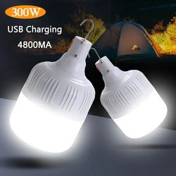 2024 new 300w usb rechargeable led lamp bulbs | high brightness portable lantern for camping & fishing