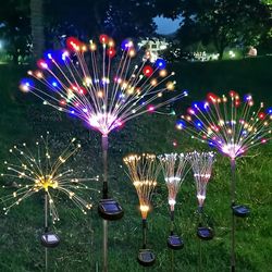 solar fireworks lights outdoor: 1-pack for garden patio, holiday, halloween, christmas, wedding wall decor