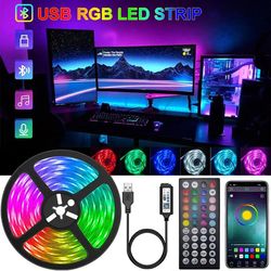 5m wifi led strip lights 5050 rgb usb tape for gaming room - bluetooth control, colorful lighting for children's room