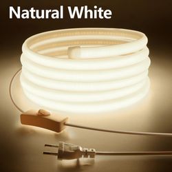 high bright cob led strip light 288leds/m: eu & us plug outdoor garden fob led tape for bedroom, kitchen lighting - 220v