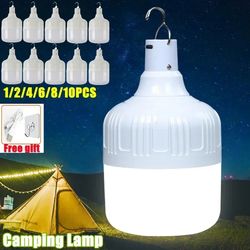 usb rechargeable led camping lights: portable lanterns for bbq tents - emergency lamp with hook - battery bulb - 1/2/4/6