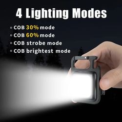 multifunctional mini led work light: portable pocket flashlight keychain usb rechargeable - outdoor camping essential