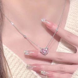 925 sterling silver zircon sweet heart pendant necklace: luxury designer jewelry gift for women with free shipping