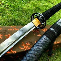 handmade 1095 carbon steel katana, wakizashi, ninja martial art sword. ninjutsu