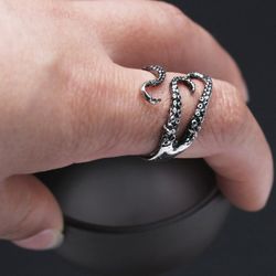 silver octopus tentacle ring