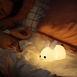 rechargeable silicone dimmable bunny night light