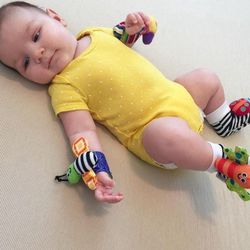 multicolor baby wrist rattle and foot finder set