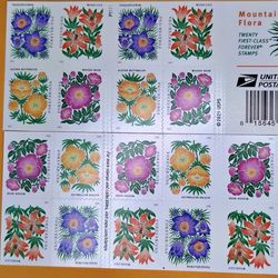 mountian flora forever postage stamps 1 booklet of 20
