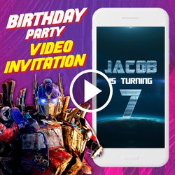 transformers birthday party video invitation, transformers animated invite video, autobots digital custom invite