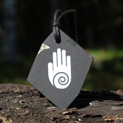 healing hand pendant made of shungite